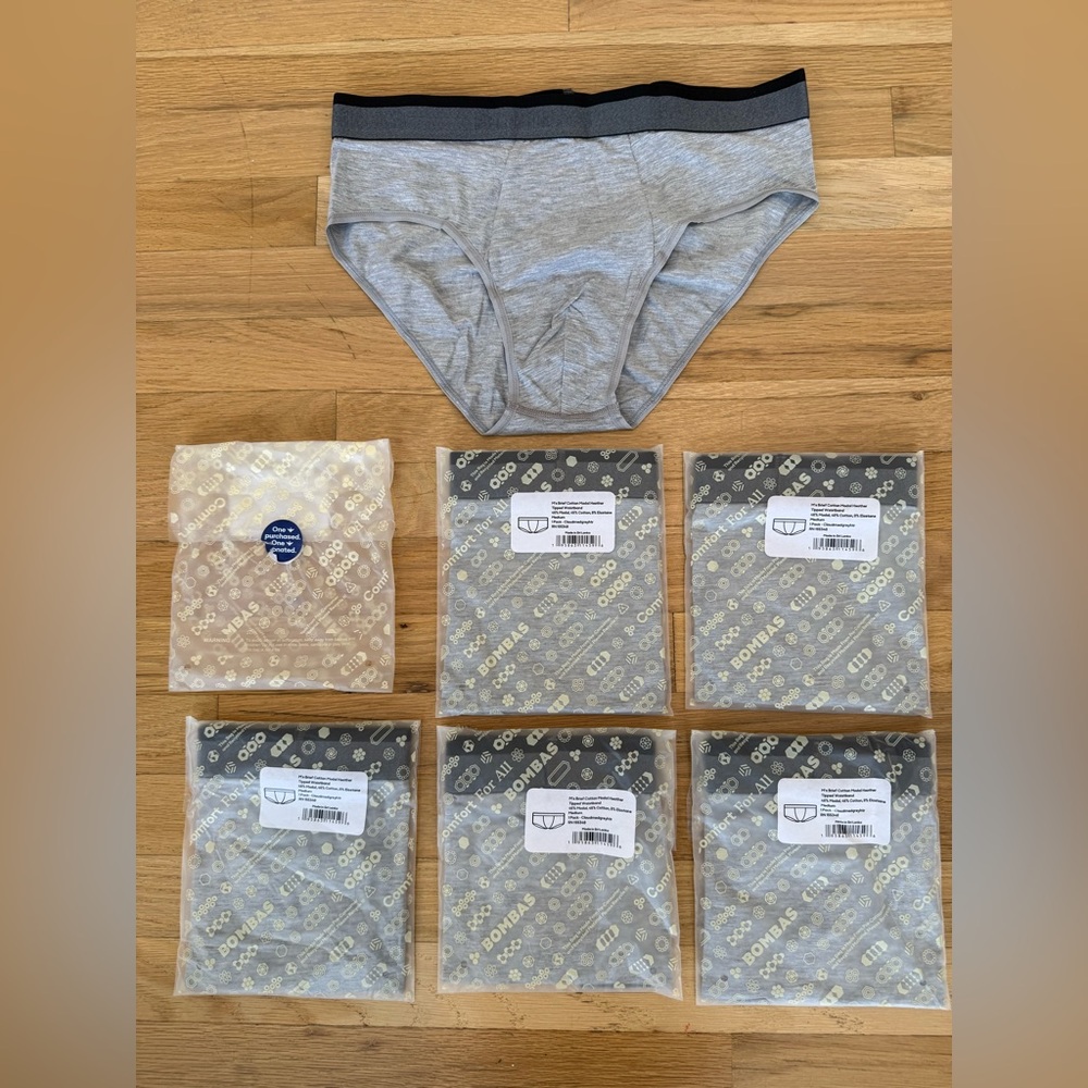 Bombas Men's Light Grey Cotton Briefs - Pack of 6